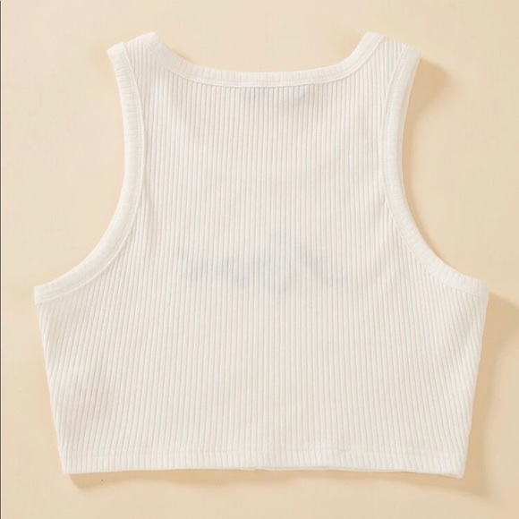 “Angel” Embroidered Rib-Knit Cropped Tank - Picture 2 of 2